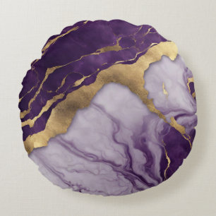Minimalist Chic Nursery Baby Girl Purple Marble Round Cushion
