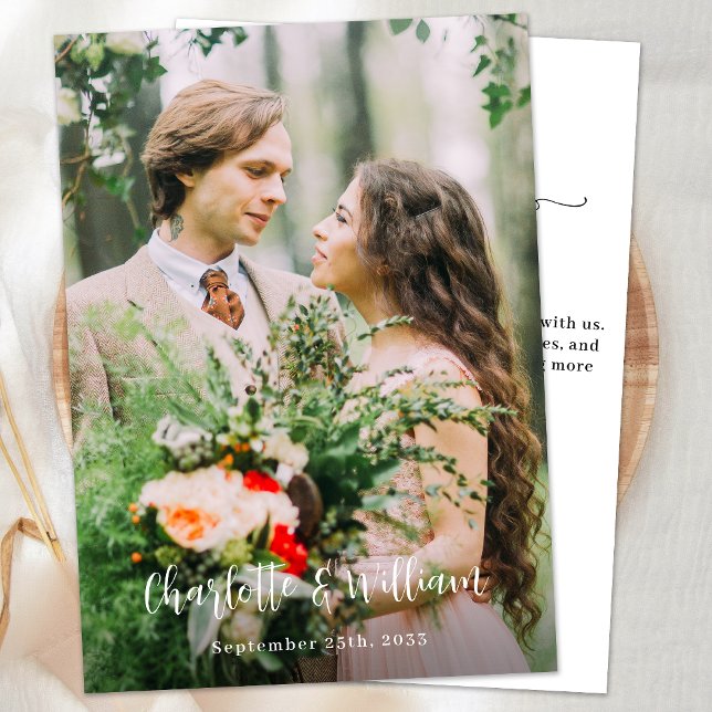 Minimalist Chic Personalised Simple Photo Wedding  Thank You Card (Creator Uploaded)
