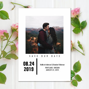 Minimalist Chic Photo Save the Date   Black