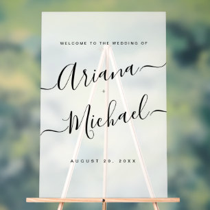 Minimalist Chic Script Welcome Wedding Frosted Acrylic Sign