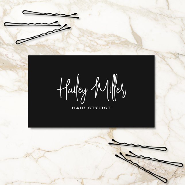 Minimalist Chic Stylish Script Black and White Business Card (Creator Uploaded)