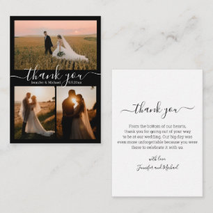 minimalist chic thank you 3 photos wedding black card