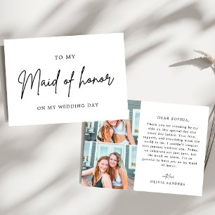 Minimalist Chic To My Maid of Honour Wedding Day Thank You Card
