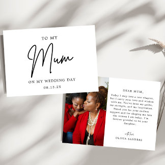 Minimalist Chic To My Mother On My Wedding Day Thank You Card