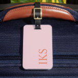 Minimalist Chic Trendy Monogrammed Pink Orange Luggage Tag<br><div class="desc">A colourful, minimalist luggage tag design with a pretty pink background on both sides. The modern typography on both sides of the tag is in a contrasting orange and you can easily customise the monogram and your contact details using the Personalise option available. The perfect way to easily spot your...</div>