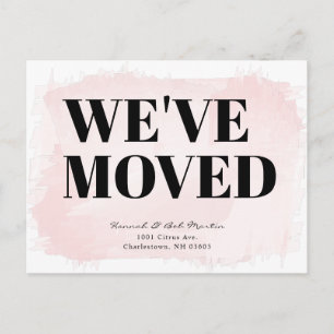 Minimalist Chic Watercolor Blush Pink Moving Announcement Postcard