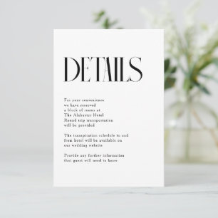 Minimalist Chic Wedding Details Enclosure Card
