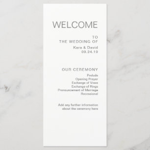 Minimalist Chic Wedding   Grey Program Programme