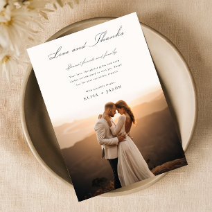 Minimalist Chic Wedding Photo Thank You Card