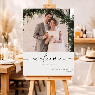 Minimalist Chic Wedding Welcome Sign Photo Poster