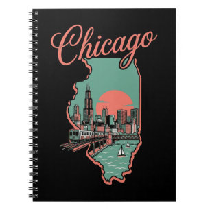 Minimalist Chicago Illinois City Logo Notebook