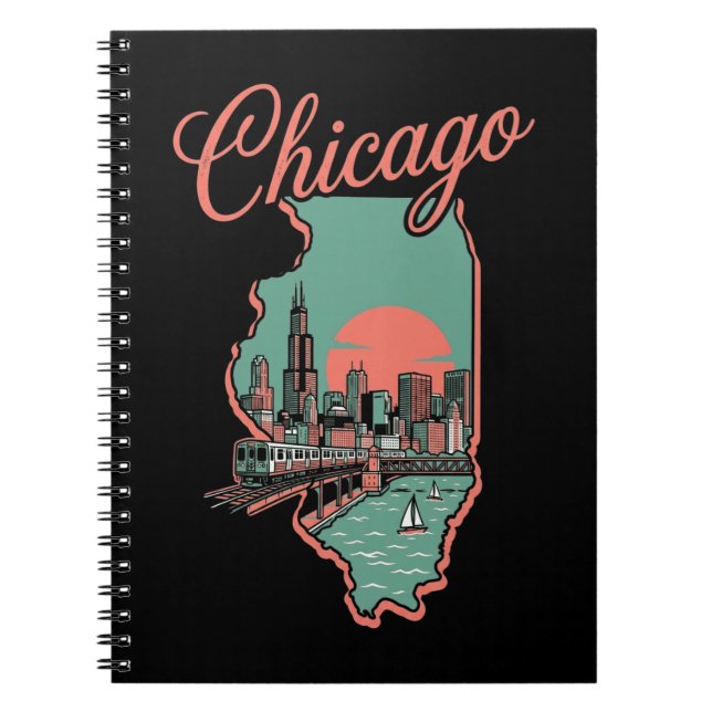 Minimalist Chicago Illinois City Logo Notebook (Front)