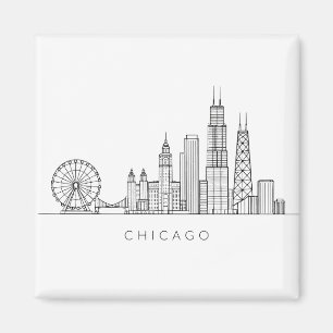 Minimalist Chicago Skyline Line Art Magnet