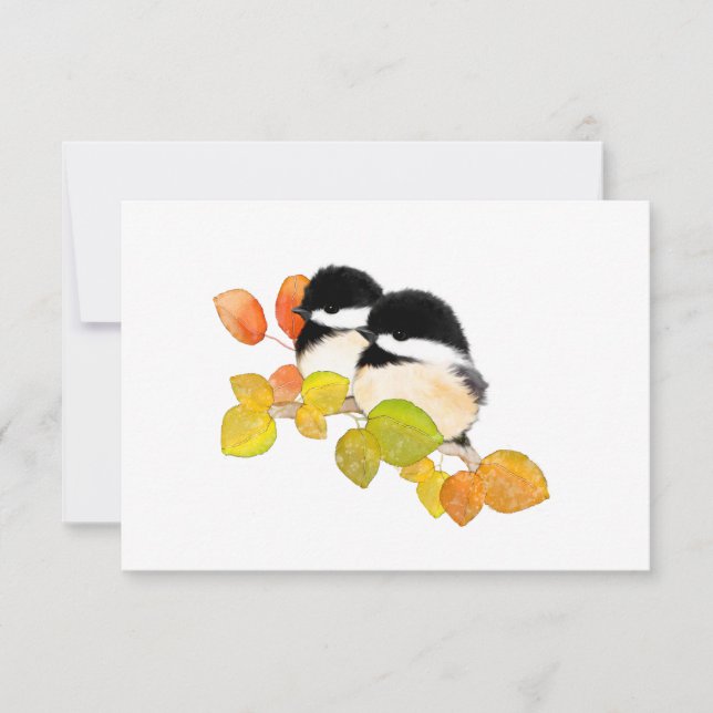 Minimalist Chickadee Bird Blank Notecards (Front)