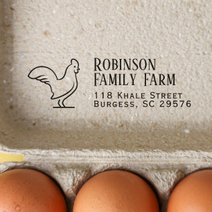 Minimalist Chicken Family Farm Modern Egg Carton Rubber Stamp