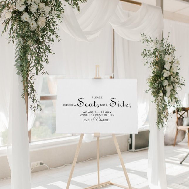 Minimalist Choose a Seat Not a Side Wedding  Poster (Creator Uploaded)
