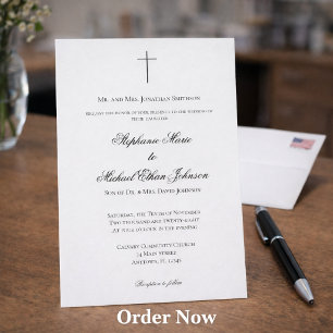 MINIMALIST Christian Cross Formal Church Wedding Invitation