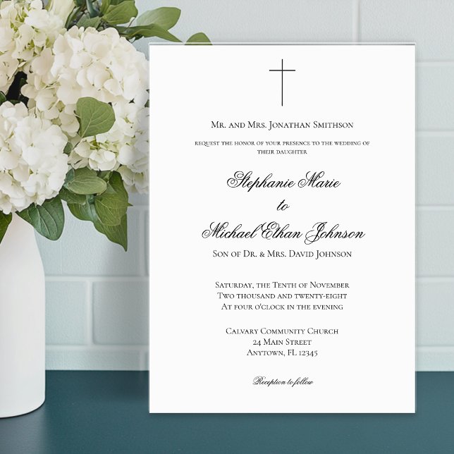 MINIMALIST Christian Cross Formal Church Wedding Invitation (MINIMALIST Christian Cross Formal Church Wedding Invitation)
