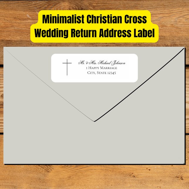 MINIMALIST Christian Cross Wedding Return Address (MINIMALIST Christian Cross Wedding Return Address Label)