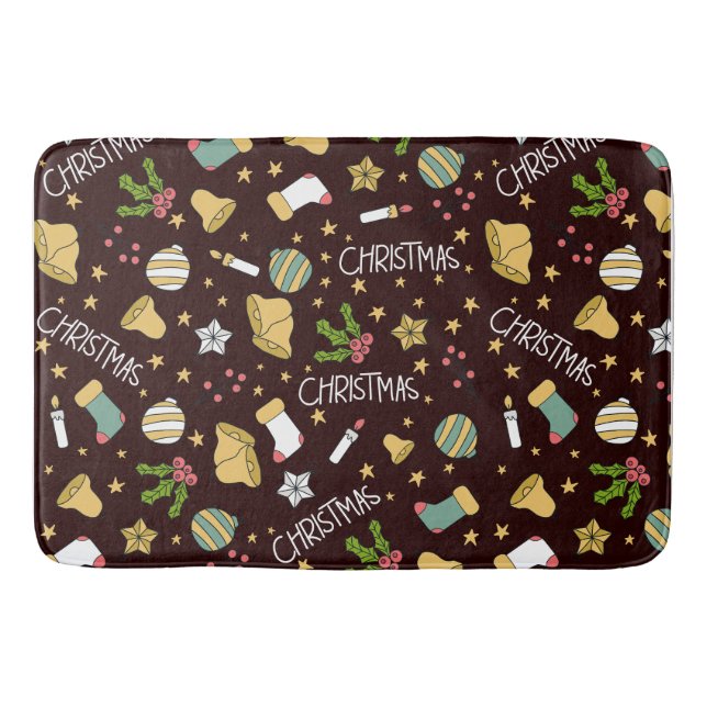 Minimalist Christmas Abstract Pattern Bath Mat (Front)