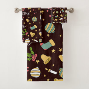 Minimalist Christmas Abstract Pattern Bath Towel Set