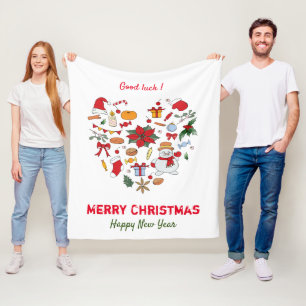 Minimalist Christmas and New Year Happy Baby Fleece Blanket