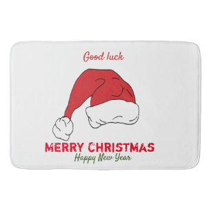 Minimalist Christmas and New Year Happy Bath Mat