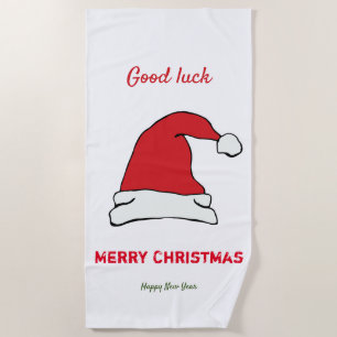 Minimalist Christmas and New Year Happy Beach Towel