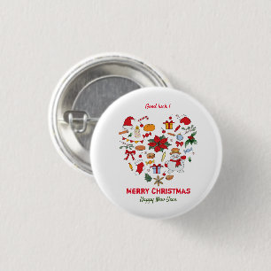 Minimalist Christmas and New Year Happy  Cute     3 Cm Round Badge