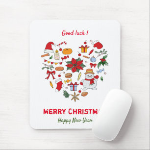 Minimalist Christmas and New Year Happy Cute Mouse Mat