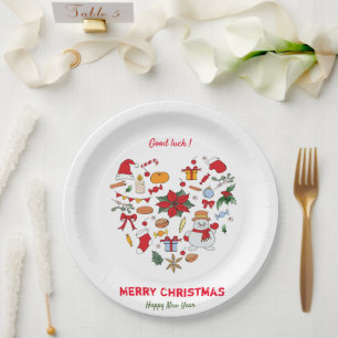 Minimalist Christmas and New Year Happy Cute Paper Plate