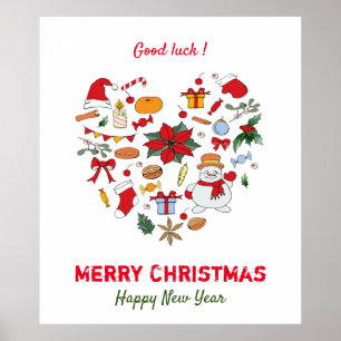 Minimalist Christmas and New Year Happy Cute Poster