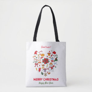 Minimalist Christmas and New Year Happy Tote Bag