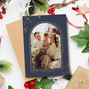 Minimalist Christmas Arch Photo Frame Real Foil Holiday Card