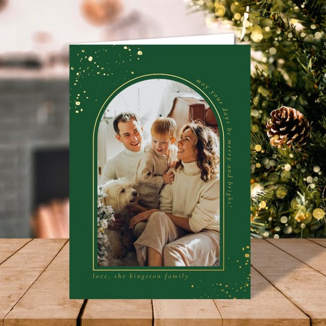 Minimalist Christmas Arch Photo Frame Real Foil Holiday Card (Creator Uploaded)