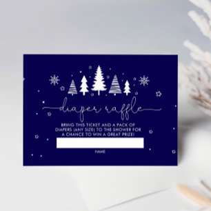 Minimalist Christmas Baby Shower Diaper Raffle Enclosure Card