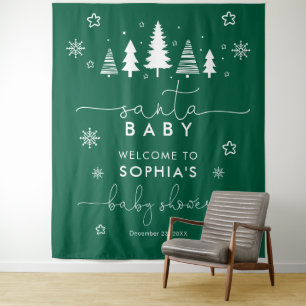 Minimalist Christmas Baby Shower Greenery Tapestry