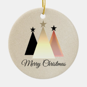 Minimalist Christmas Black and Rose Gold Ceramic Tree Decoration