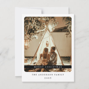 Minimalist Christmas Black and White Simple Photo Holiday Card