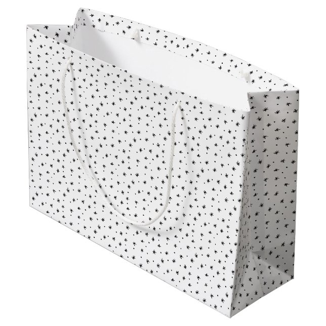 Minimalist Christmas Black & White Simple Stars Large Gift Bag (Back Angled)