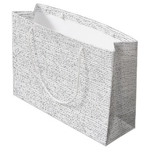 Minimalist Christmas Black & White Tiny Lines Large Gift Bag