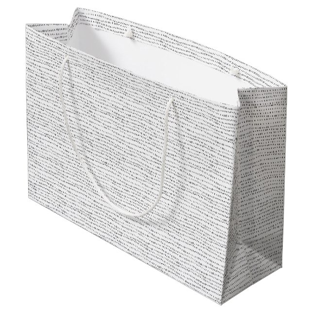 Minimalist Christmas Black & White Tiny Lines Large Gift Bag (Back Angled)