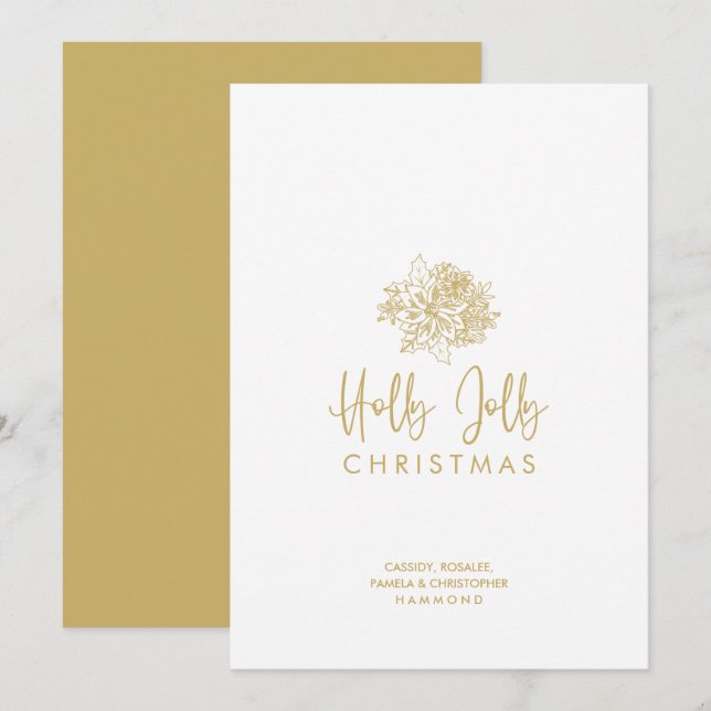 Minimalist Christmas Bouquet Script Calligraphy  Holiday Card (Front/Back)