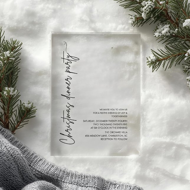 Minimalist Christmas Dinner Party Modern Acrylic Invitations (Creator Uploaded)