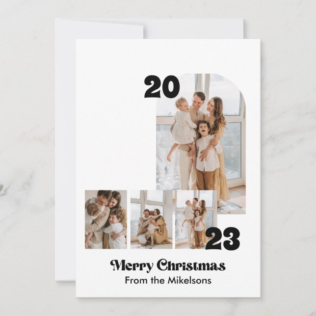 Minimalist Christmas | Elegant Chic Simple Photo Holiday Card (Front)