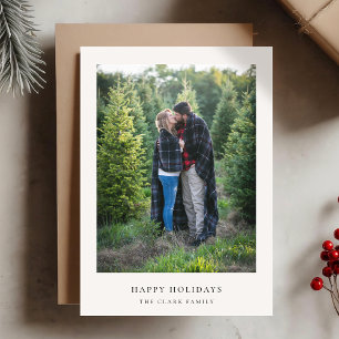Minimalist Christmas Elegant Chic Simple Photo Red Holiday Card