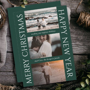 Minimalist Christmas Elegant Simple Photo Collage Holiday Card