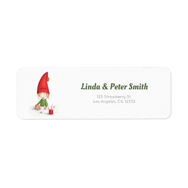 Minimalist Christmas Elf working Return Address (Front)