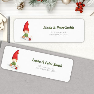 Minimalist Christmas Elf working Return Address