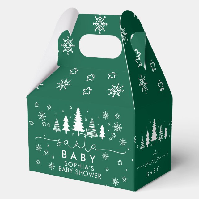 Minimalist Christmas Green Baby Shower Favour Box (Front)